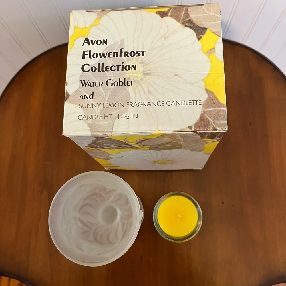 Avon Flowerfrost Collection Water Goblet and sunny lemon‎ fragrance candelette